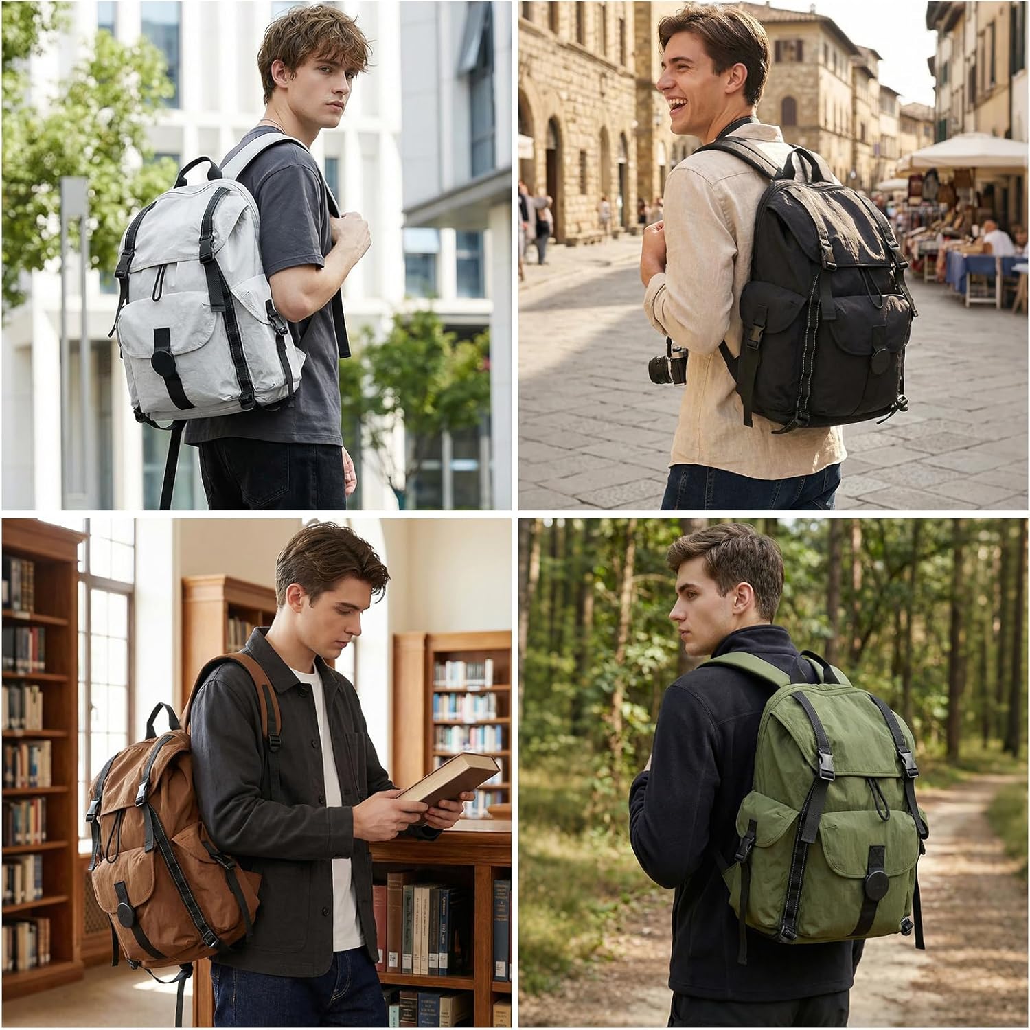 mixi Travel Backpack for Women Men, 18 Inch Carry On Laptop Backpack Flight Approved fits 16'' Laptop, Lightweight Waterproof Hiking Backpack Travel Outdoor Business Casual Daypack, Light Gray - Image 7