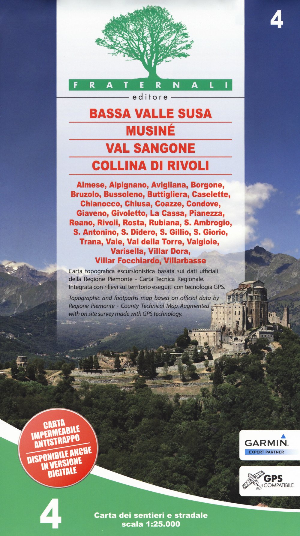 Carta N. 4. Bassa Valle Susa, Musiné, Val Sangone, Collina Di Rivoli. Carta Dei Sentieri E Stradale 1:25.000. Adatto A Gps - 4