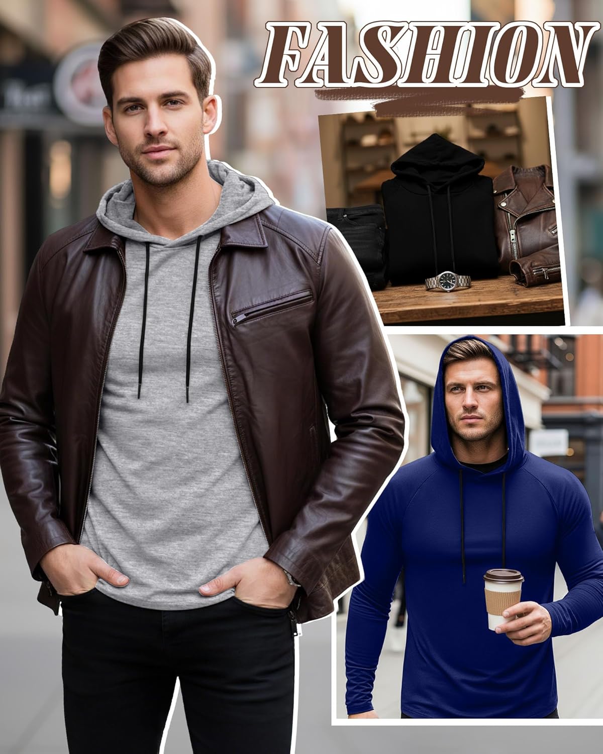 4 Pack Mens Big and Tall Hoodies Sweatshirt Long Raglan Sleeve Casual Pullover Drawstring Workout Athletic Shirt - Image 5