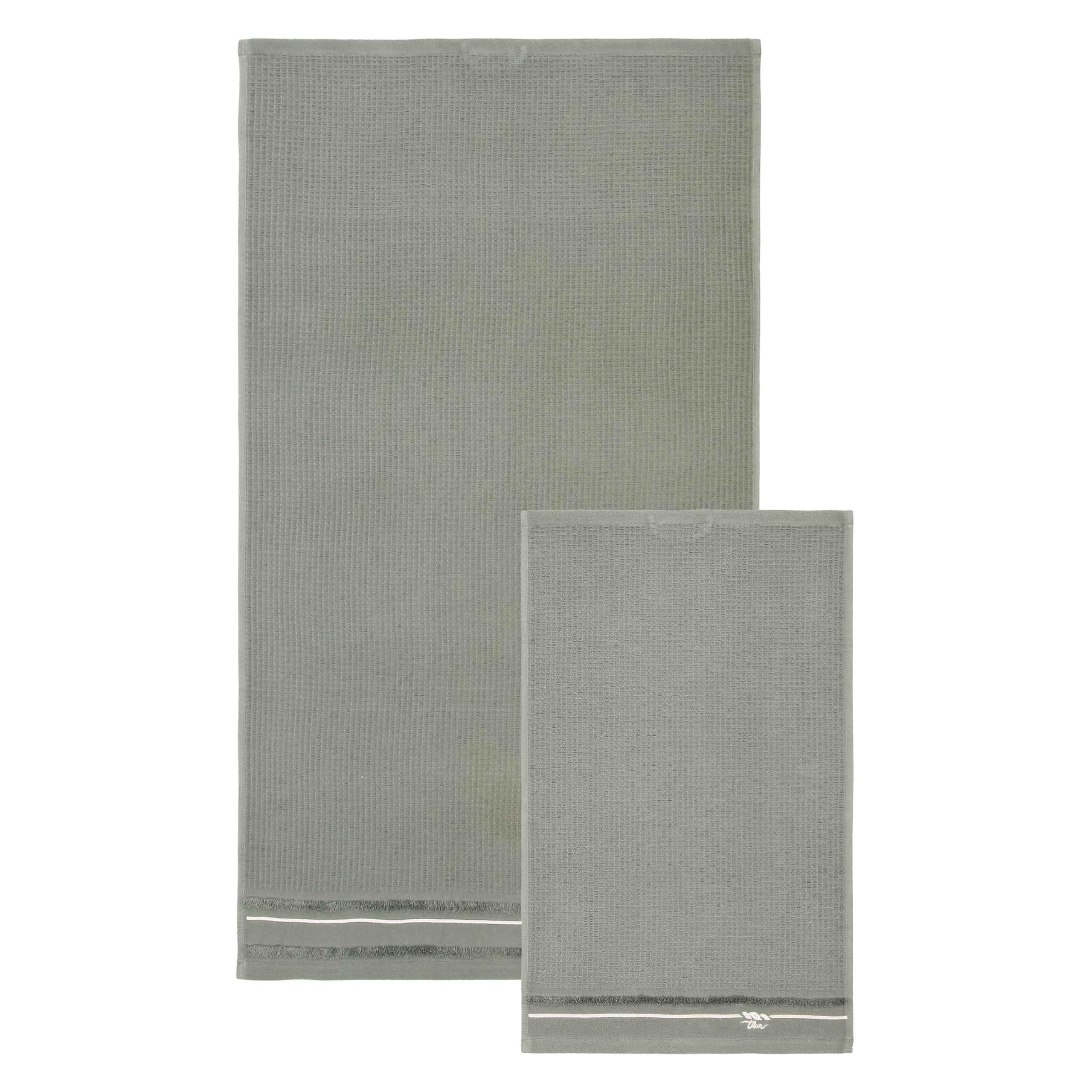 THUN Set of 2 Towels, Green, 100% Cotton, Country Bloom Collection, t40 x 60, 60 x 100 cm