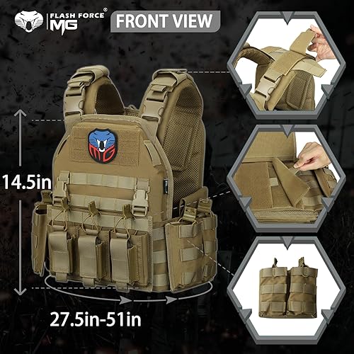 Miniatura 9 de MGFLASHFORCE Tactical Vest Molle Airsoft Vest for Men