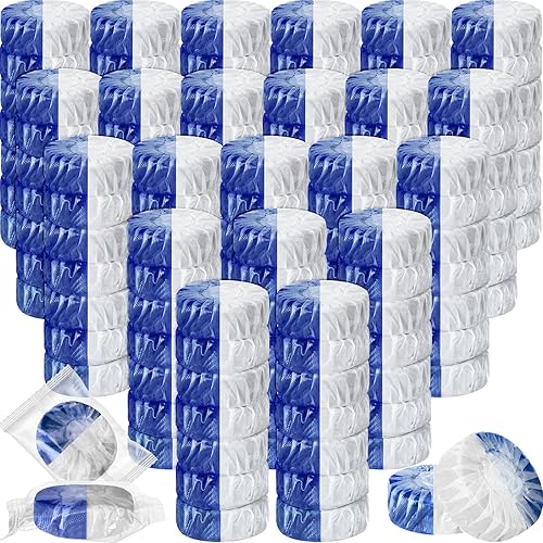 Qualirey Paquete de 100 pastillas limpiadoras automáticas para inodoro, inodoro, de larga duración, para baño, color azul y blanco