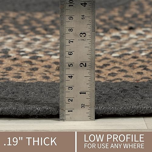 Miniatura 6 de Super Area Rugs - Alfombra trenzada rústica en tonos taupe y gris oscuro, ovalada para puertaentrada principal, alfombra tejida para exteriores, 2 x