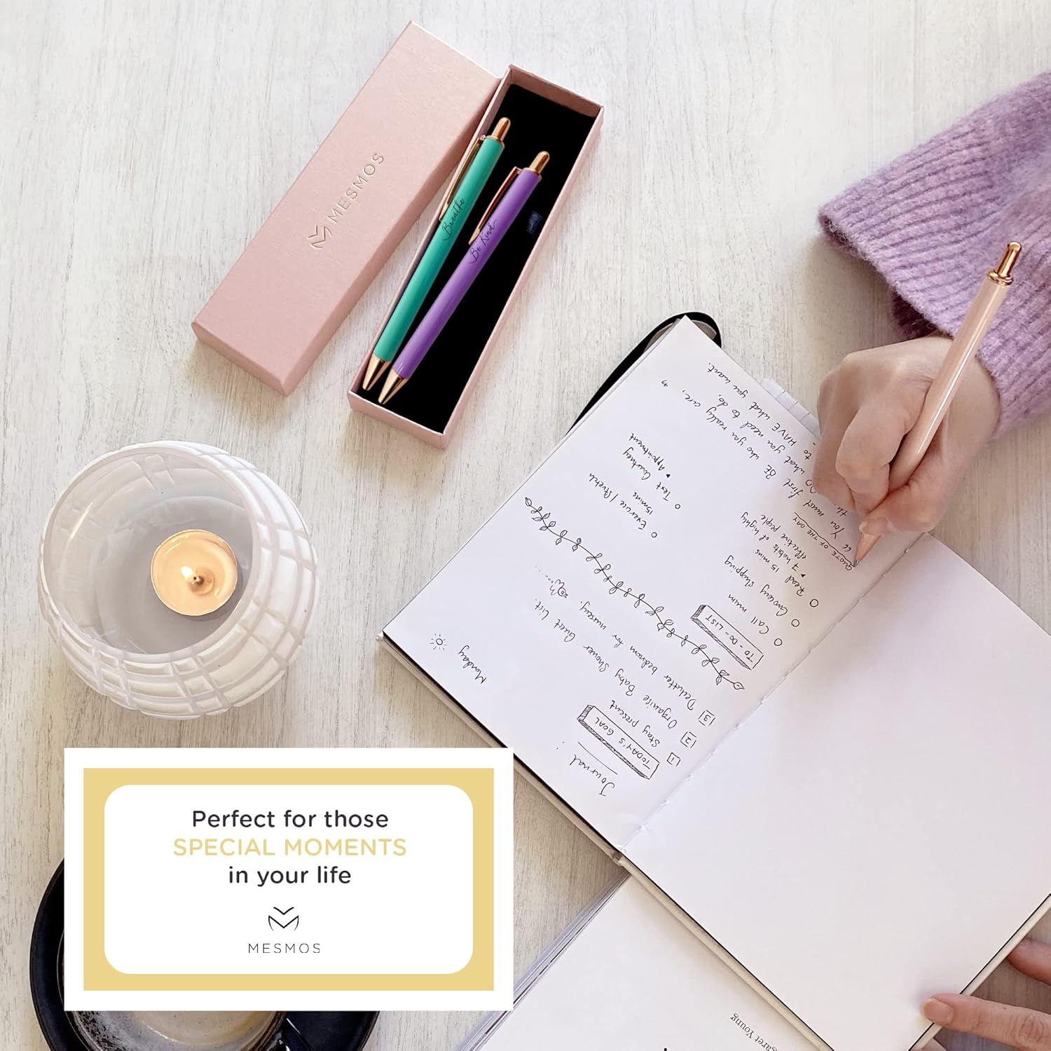 MESMOS Pastel Pens, Mindfulness Gifts, Inspirational Fancy Pens for Women, Wellness & Spiritual Gifts, Self Love Self Care Relaxing Gift, Journaling Cute Luxury Pretty Pen Set - Image 8