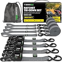 Vista 22 de Kit de correas de trinquete de Rhino USA, con resistencia a la rotura de 5,208 lbs - Incluye amarres de trinquete resistentes con asas acolchadas