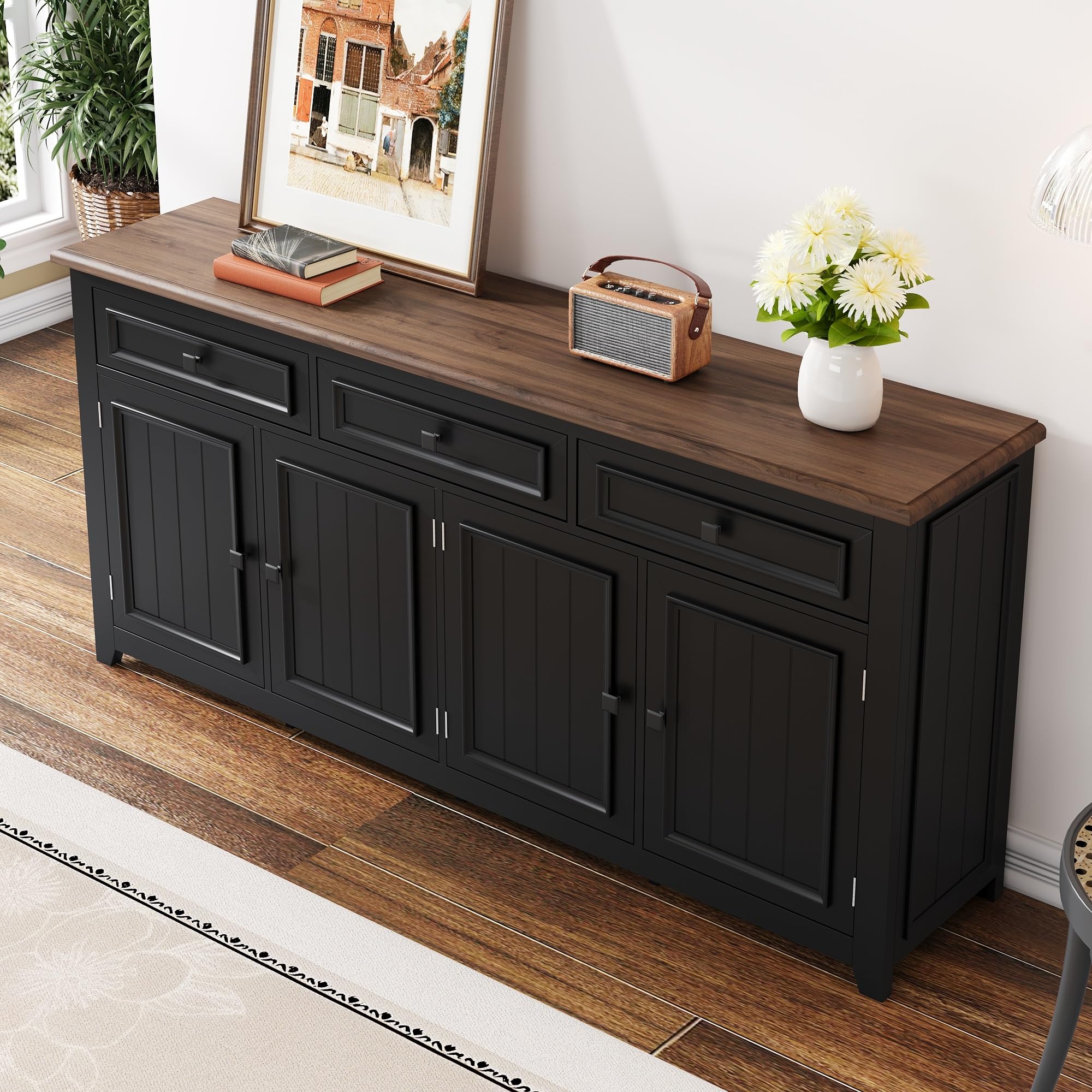 Wiuzo Modern and Simple Credenza moderna per armadio e credenza a buffet per soggiorno, 160 L x 35 B x 76 H (credenza)