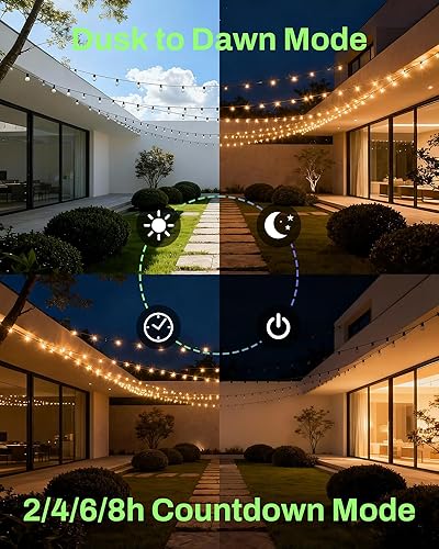 Miniatura 4 de BN-LINK Temporizador de luz para exteriores, controlador impermeable enchufable del atardecer al amanecer con 2 salidas a tierra para Navidad y