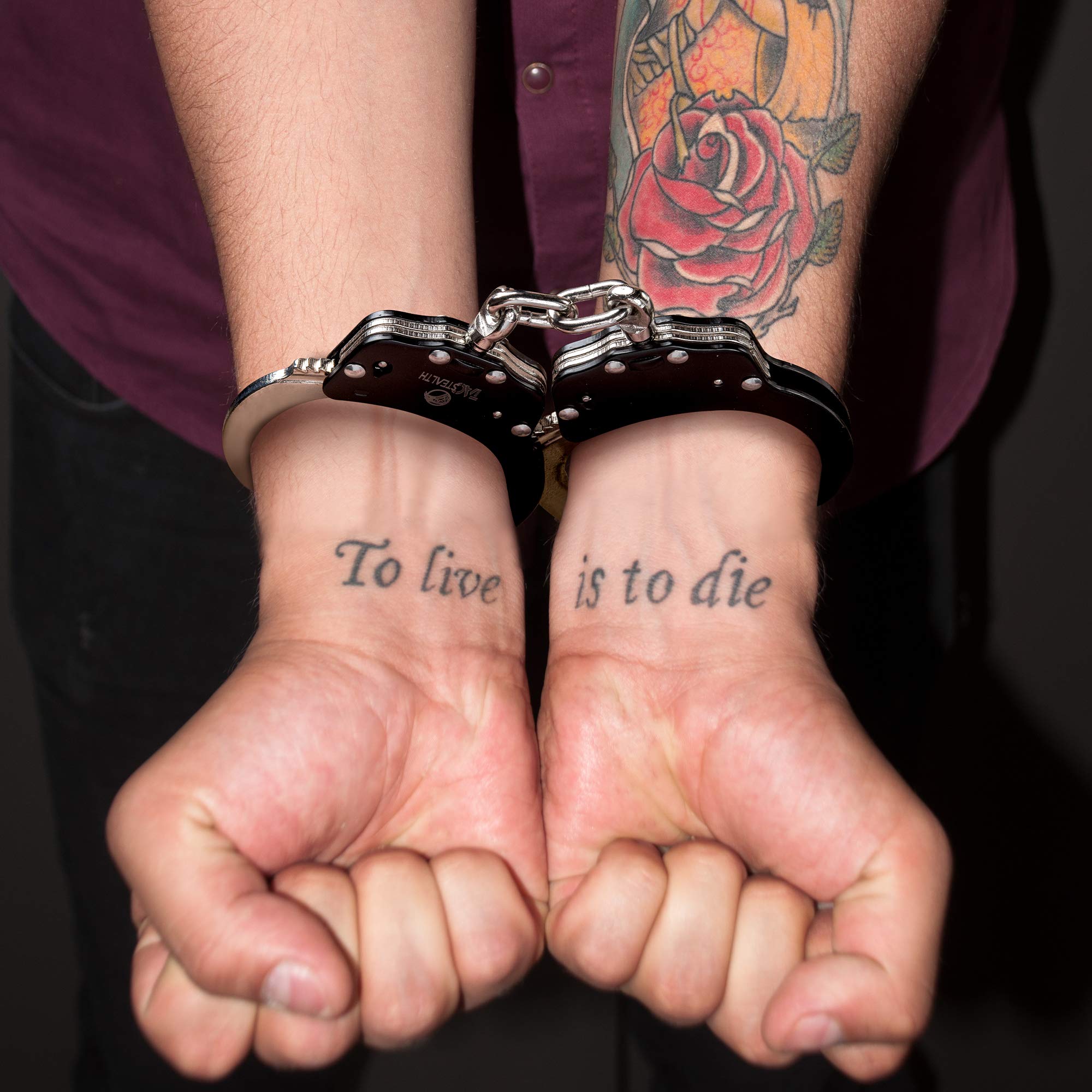 TacStealth Handcuffs with Two Keys & Handcuffs Case Heavy Duty Black