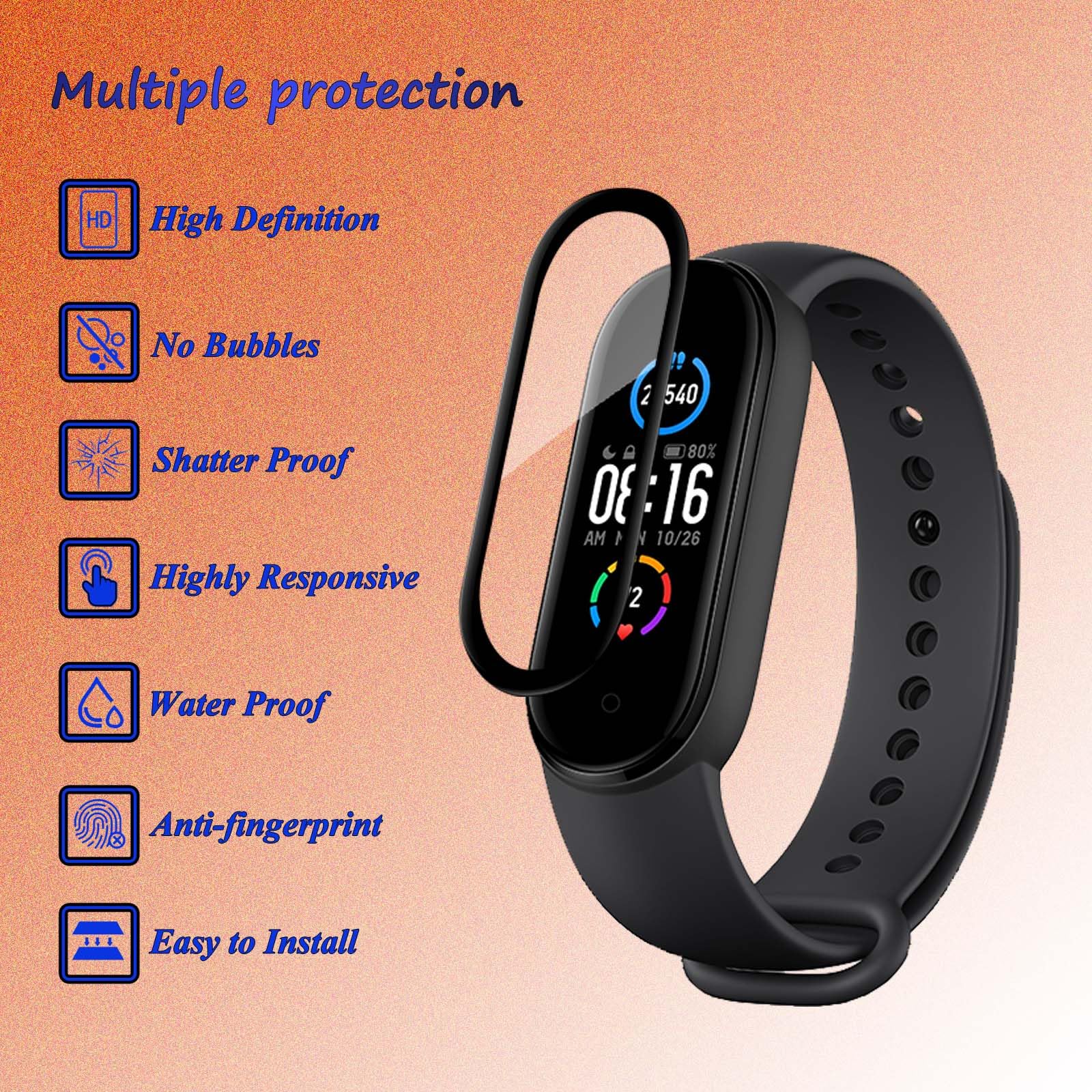 Acquista 2 pezzi 3D vetro protettivo per Xiaomi Mi Band 4 5 6 protezione schermo per Miband 5 4 3 Cover Smart cinturino 4 band5 pellicola morbida in Italia a partire da 35