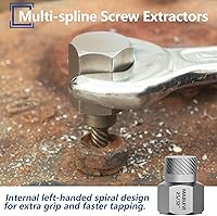 Vista 5 de MABLEVI 49 Pcs Screw Extractor Bolt Extractor Set, Left Hand Drill Bit Set, Easy Out Multi-Spline Stripped Bolt Remover for Broken Rusted Nuts Bolts