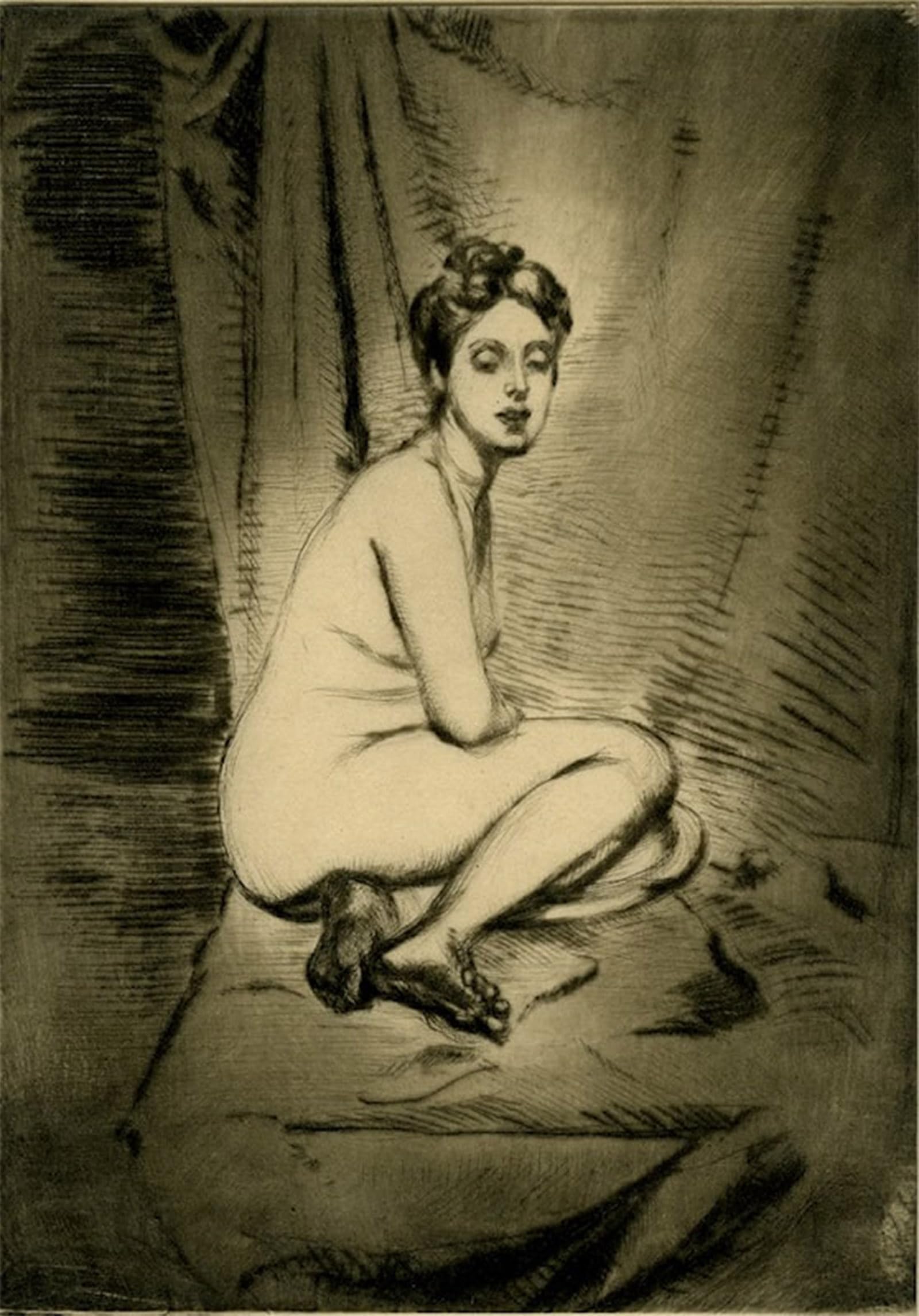 POSTERIIk Famous Print Pop Art Wall Art Graffiti Figure of a Woman Crouching by Théodore Casimir Roussel Art Prints for Home Decor 60x90cm