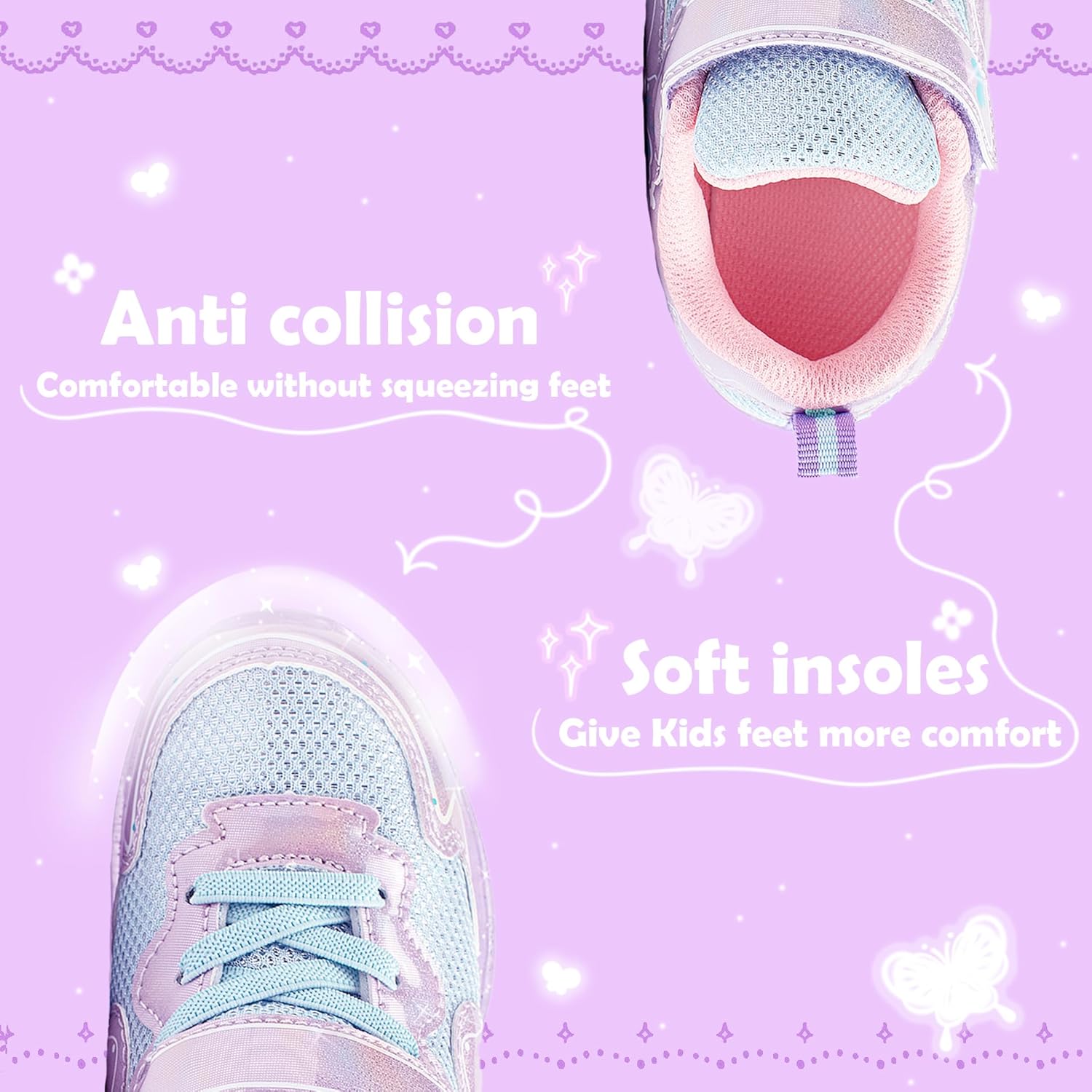 ZKA Toddler Light Up Shoes for Girls Boys Size 5 to Size 13 Sparkle Walking Running Tennis Casual Fashion Sport - Image 4