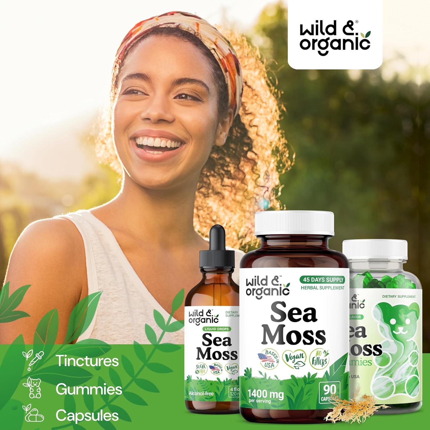Wild & Organic Sea Moss Capsules - Overall Support - Irish Sea Moss Complex with Bladderwrack Powder Supplement - Chondrus Crispus - Vegan, No Fillers, Non-GMO - 90 Count - Image 4