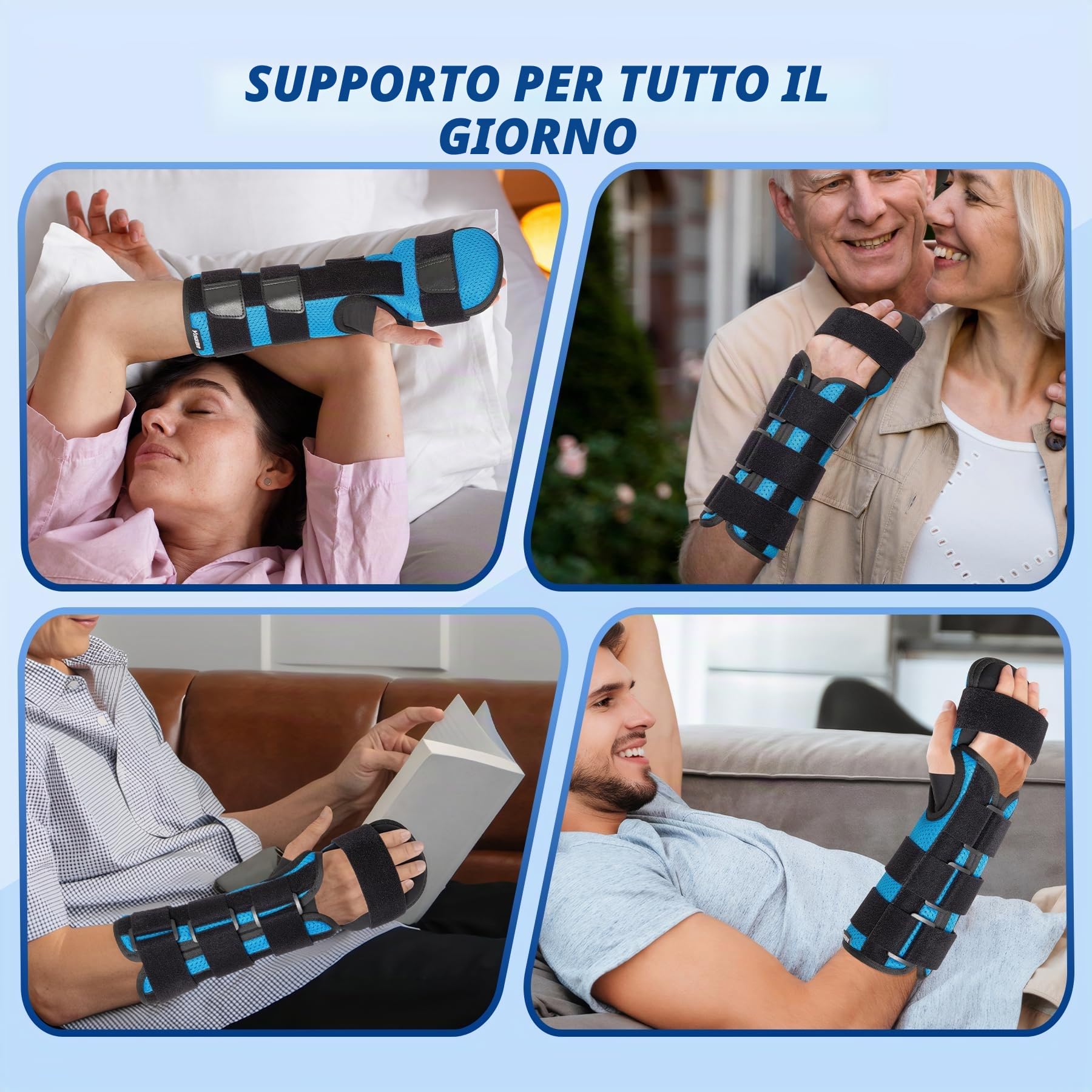 Supporto notturno per mano a riposo, tutore polso per tunnel carpale, tendinite, supporto per polso e mano per lesioni al polso, tendinite, mano colpita da ictus, Mano destra, M