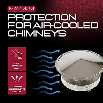 Chimcare 5 Round Air-Cooled Chimney Cap Keeps Sparks Down, Improves Draft & Weather Protection