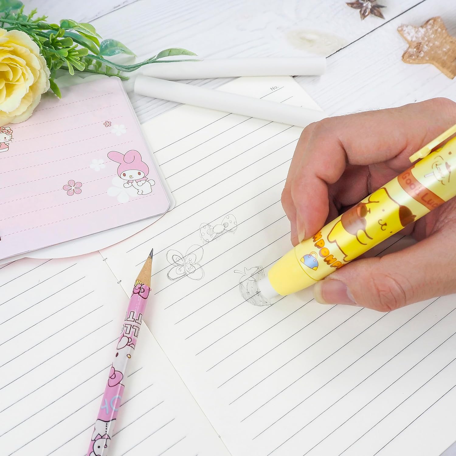 Lápices Borradores Retráctiles - Pack De 3, Prácticos Para Dibujo, Oficina O Cole