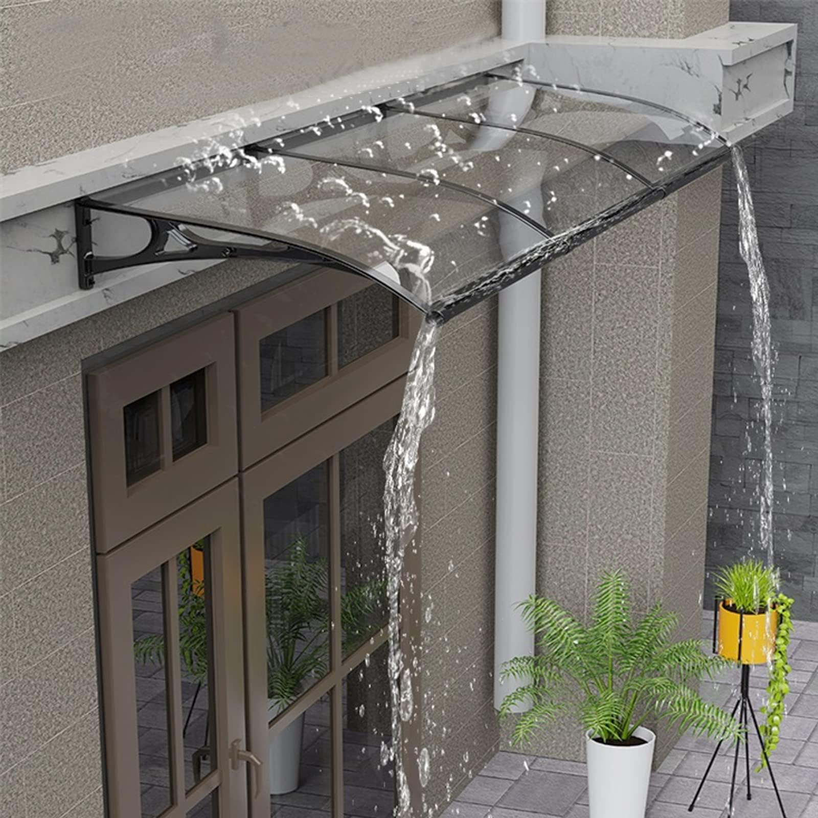 フロントドアキャノピー屋外日よけ、窓レインシェルターカバー紫外線雨 