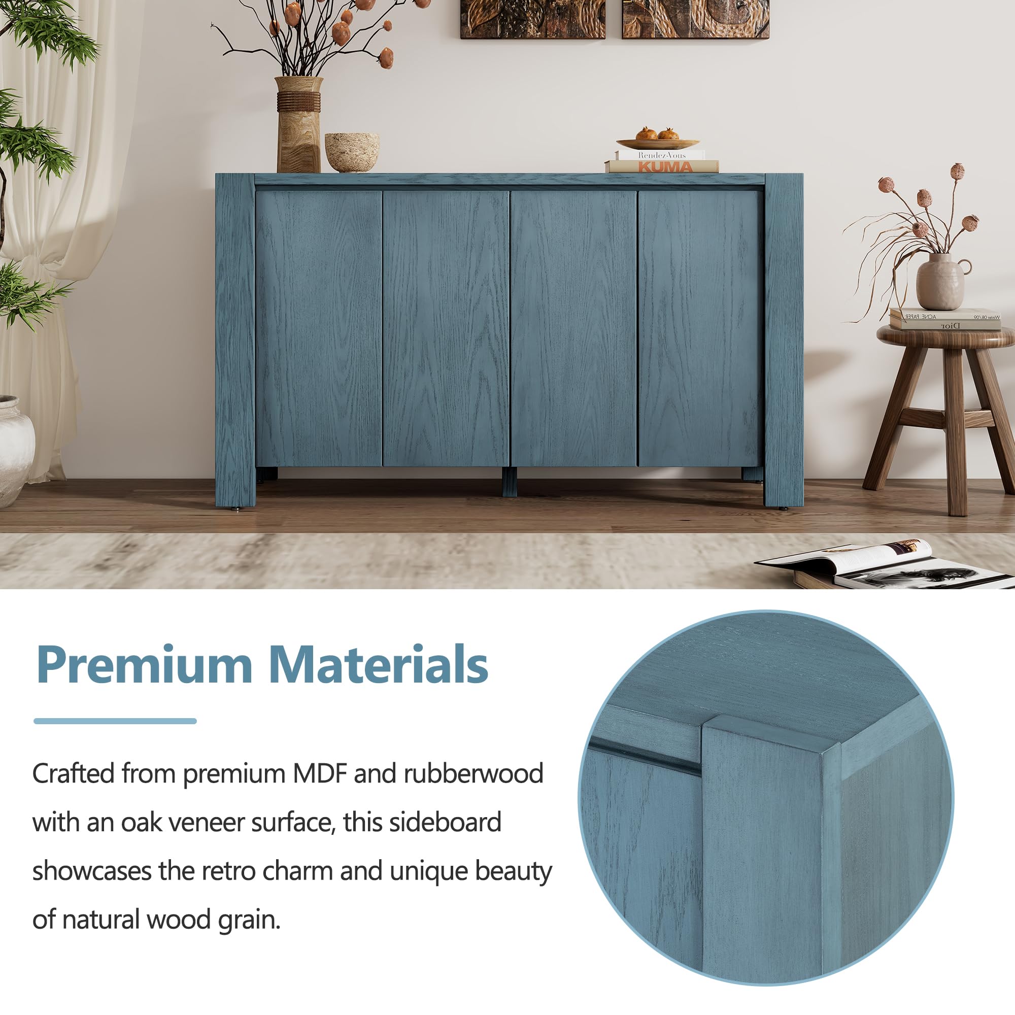 Amazon.com - Retro 59'' Large Storage Cabinet 4-door Sideboard