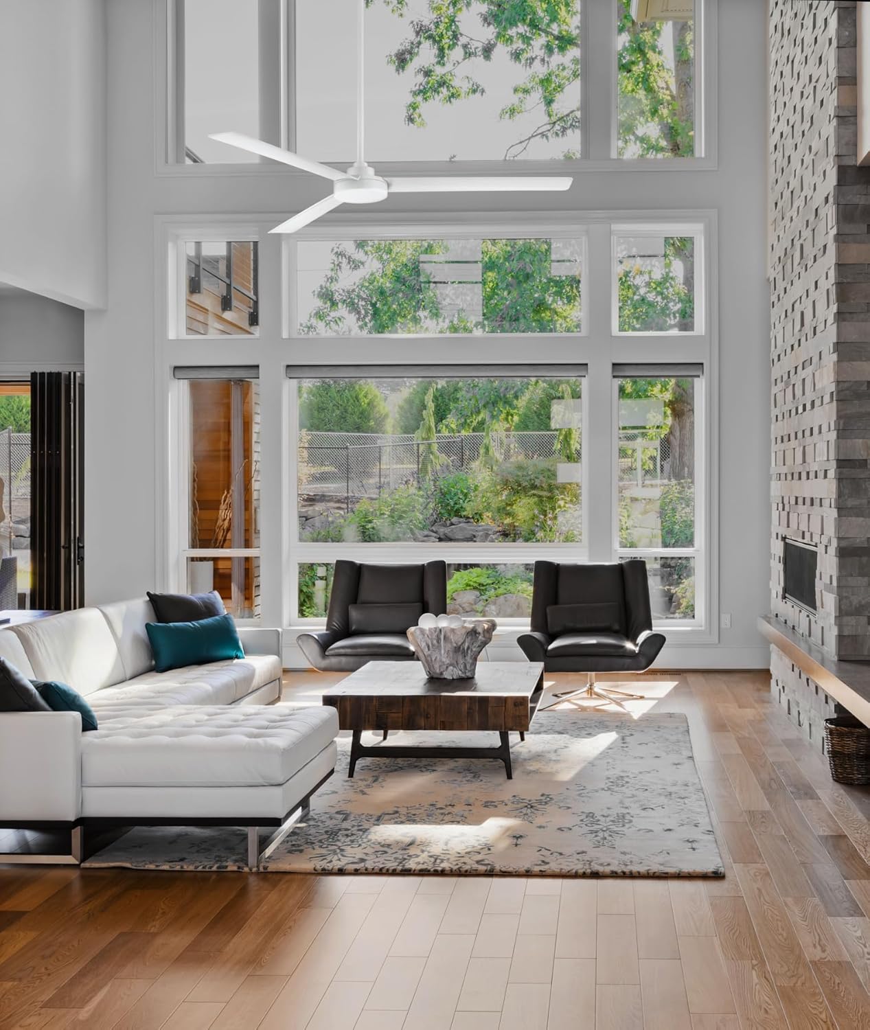 Minka Aire F624-WHF Roto XL 62" 3-Blades Ceiling Fan in Flat White Finish with Flat White Blades