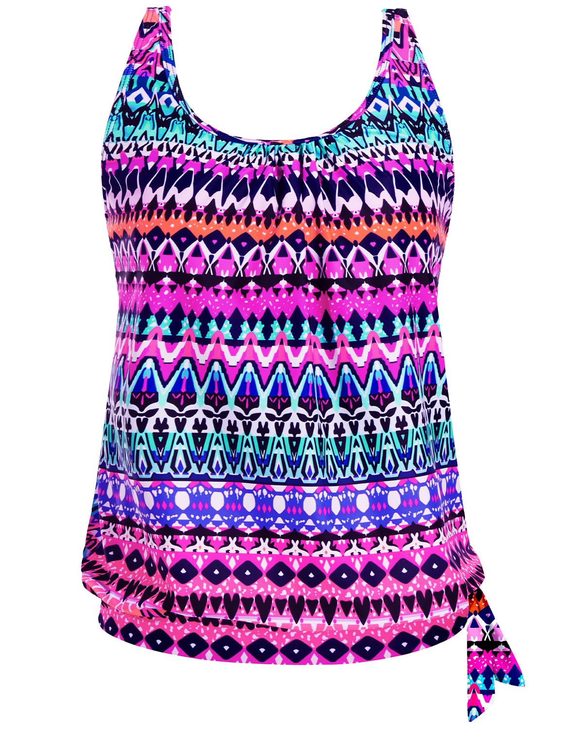 Yonique Womens Blouson Tankini Swim Top Loose Fit Strappy Bathing Suit
