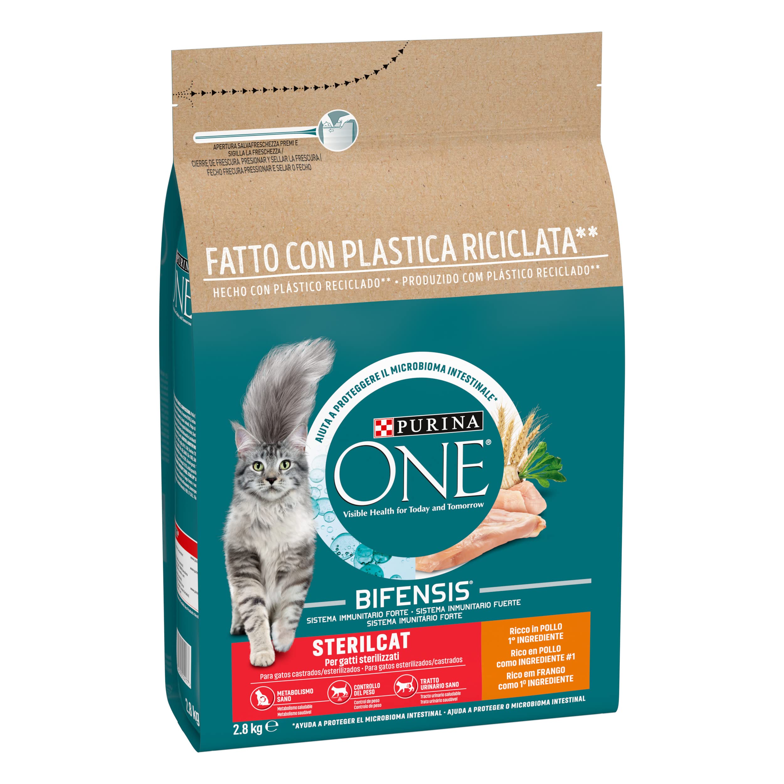 Purina ONE Bifensis Crocchette Gatto Sterilizzato Pollo, Sacco da 2,8kg