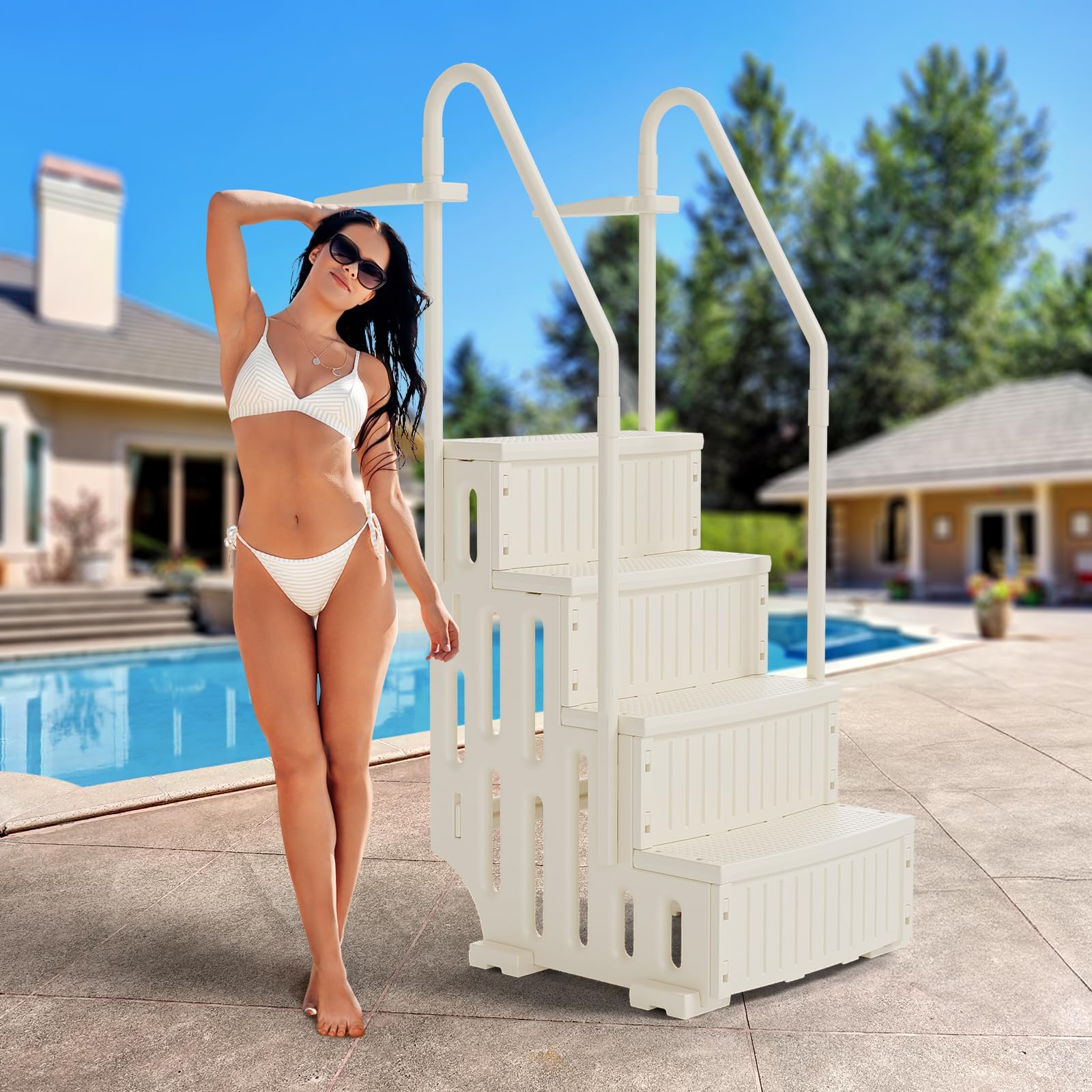 hzexun Main Courante de Piscine pour piscines creusées avec Base à Montage Rapide en Acier Inoxydable