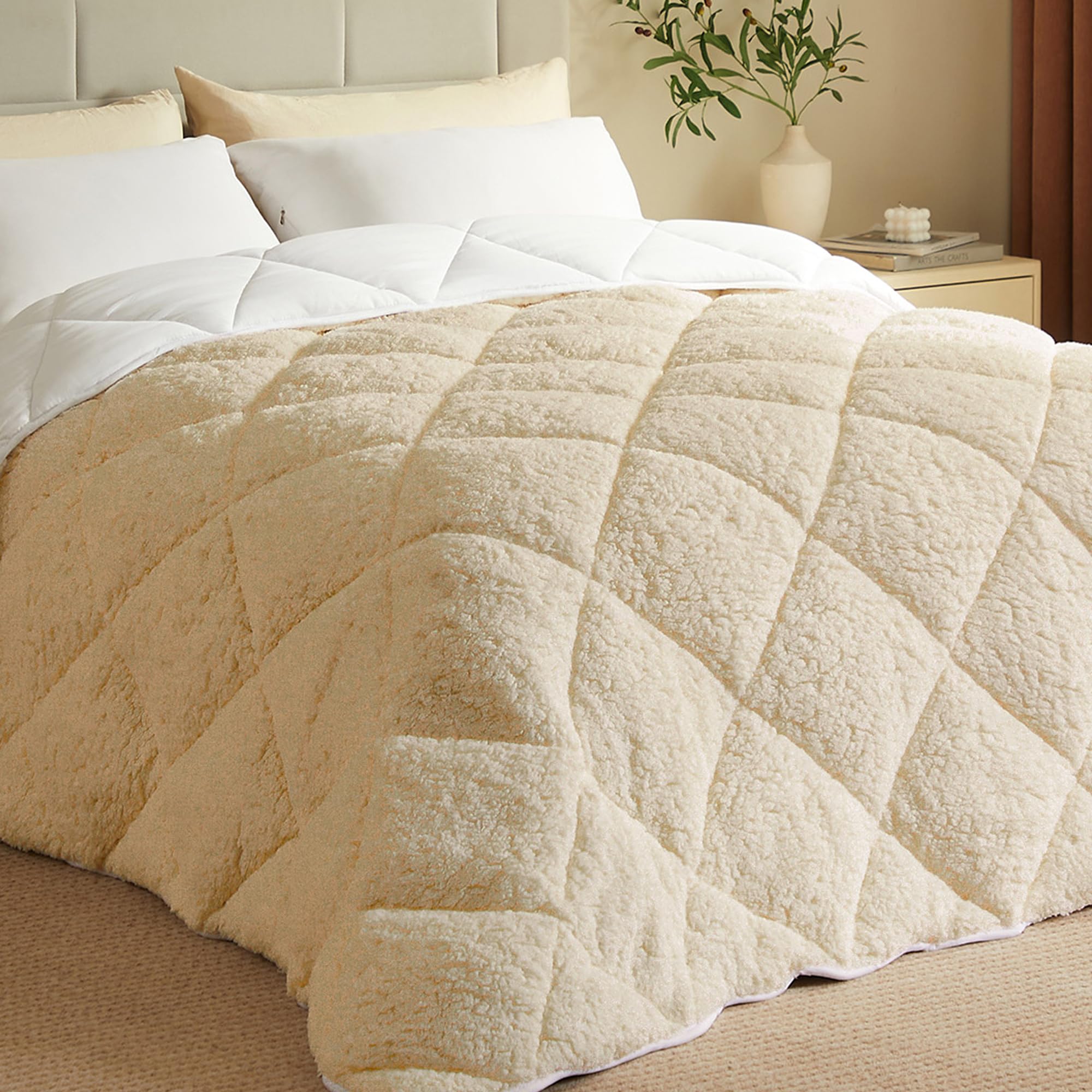 CASABEL Couette Hiver Ultra Chaude Sherpa 600g/m², 220x240cm, Taupe