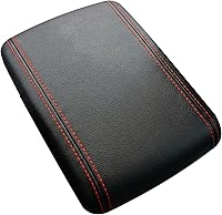 Vista 18 de Mazda Mazda2 2008 – 14 reposabrazos cubierta por RedlineGoods, Cuero Perforado Negro-Hilo Negro