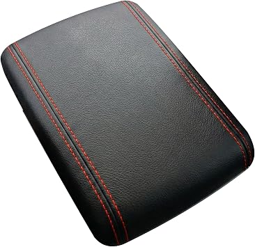 RedlineGoods armrest Cover Compatible with Chevrolet Corvette C7 2014-19. Tailor Made - not Universal. Genuine top-Grade Italian Black Leather with Red Thread