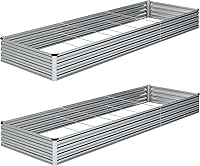 ZUNUDA 10x3x1FT Galvanized Raised Garden Bed Kit (2-Pack) - Rustproof Metal Planters for Vegetables, Flowers & Herbs