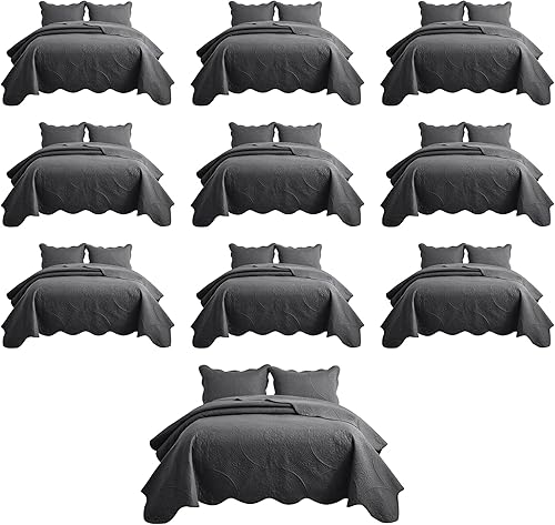 Vista 32 de IR Imperial Rooms Juego de ropa de cama Twin Quilt (68" x 86") – Paquete a granel de 10 al por mayor para hoteles, dormitorios de invitados y Beige