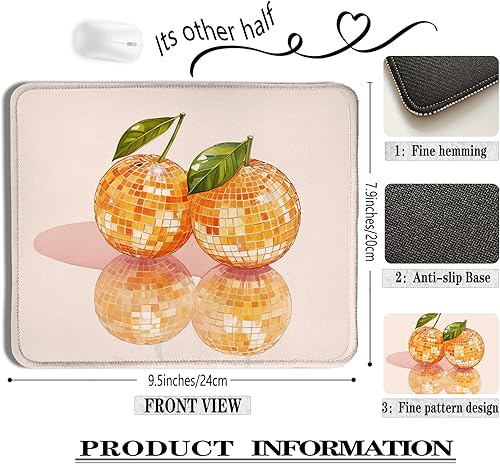 Miniatura 2 de Alfombrilla de mouse naranja, alfombrilla de mouse de bola de disco naranja retro Y2K para mouse inalámbrico, computadora portátil, accesorios de
