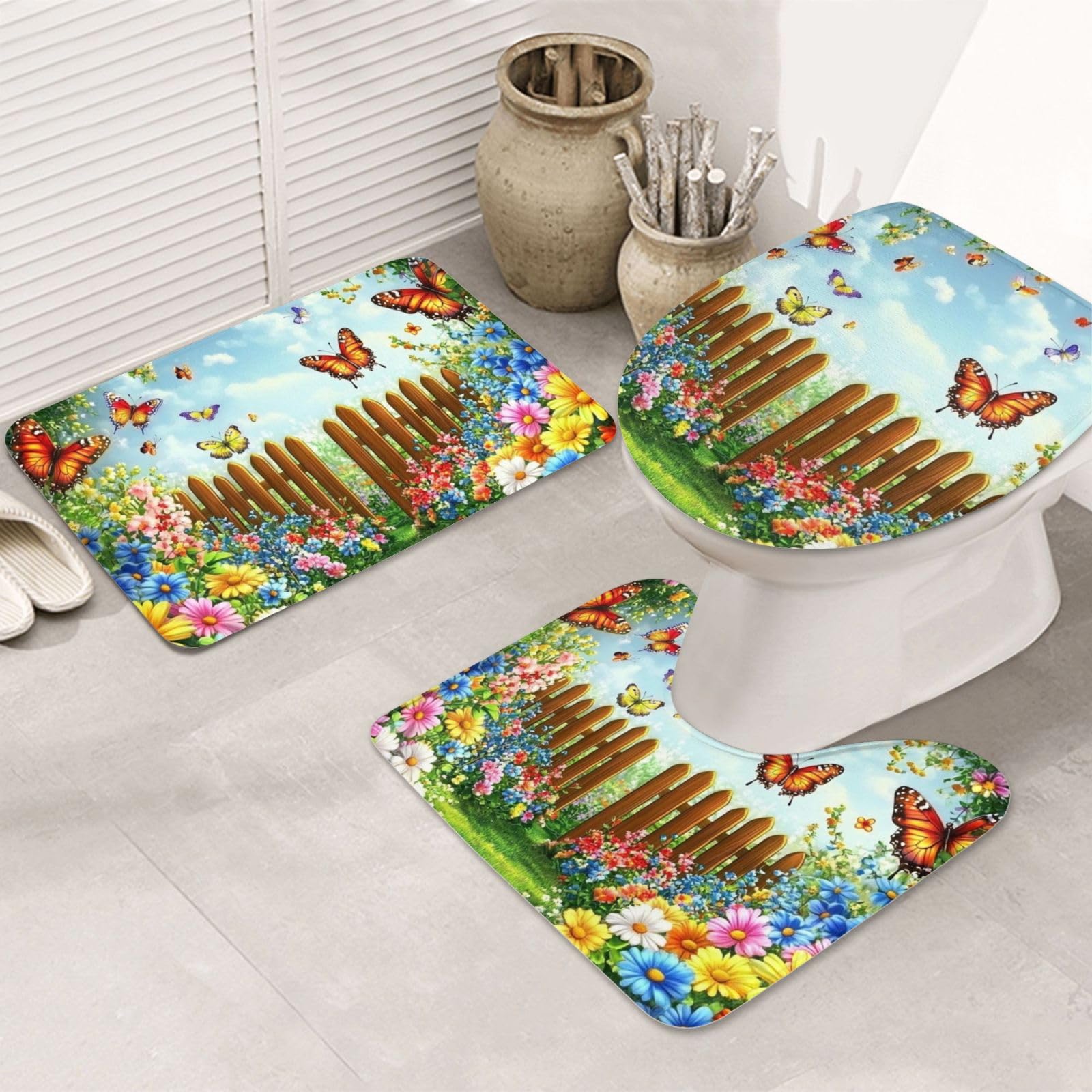 Alfombrilla de baño de mariposas para salir de la ducha con suavidad y confort