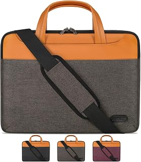 Laptop Bag 15.6 inch Slim Briefcase Laptop Case for Men Women Waterproof Laptop Sleeve Computer Bags for Work Business Travel Shock Proof Ultra Light Weight Oxford Laptop Shoulder Bag, Grey