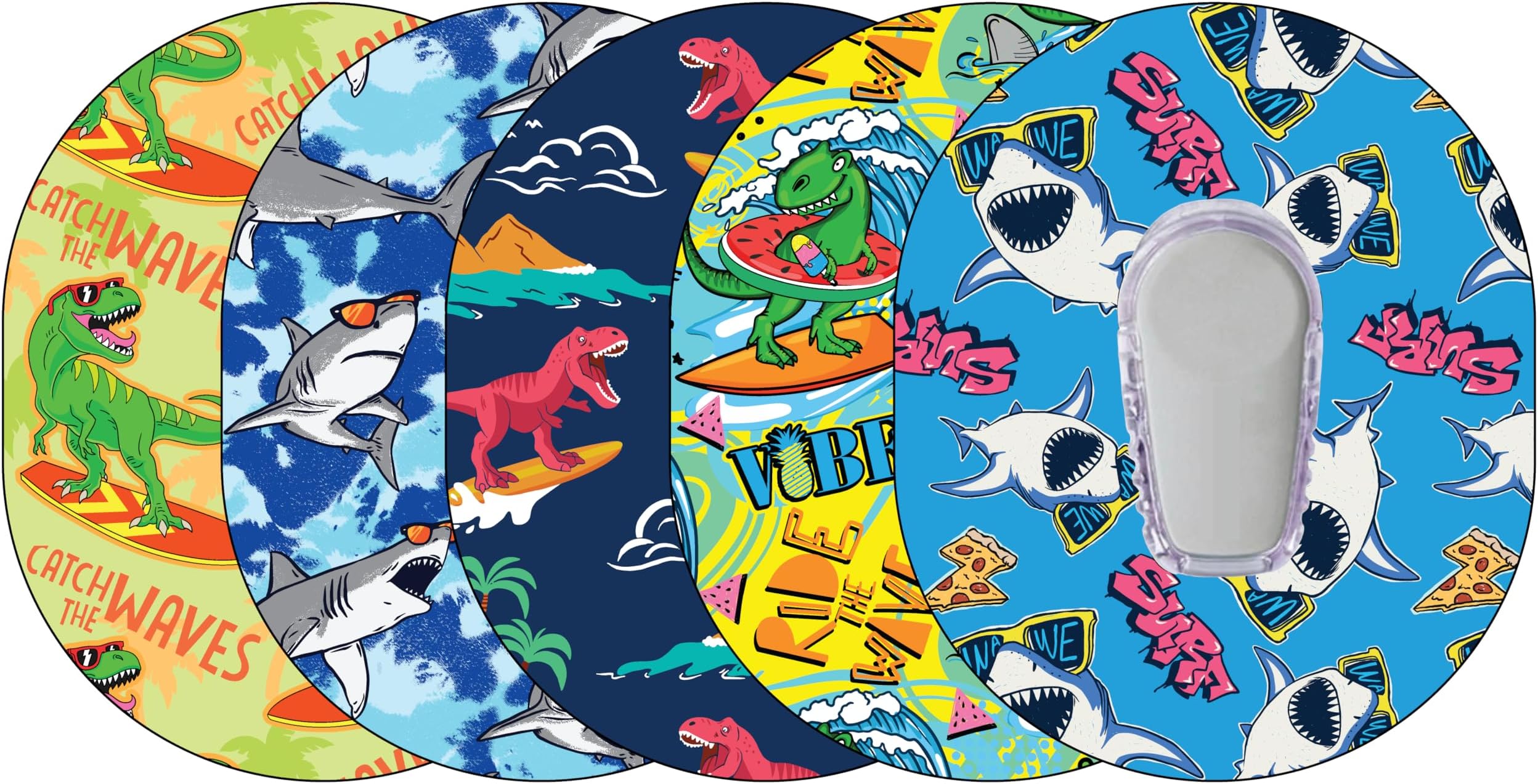 Glucomart Adhesive Patches for CGMs and Insulin Pumps – Maximum Strength CGM Patches, Waterproof & Hypoallergenic (Surf Variety Pack) (G6)