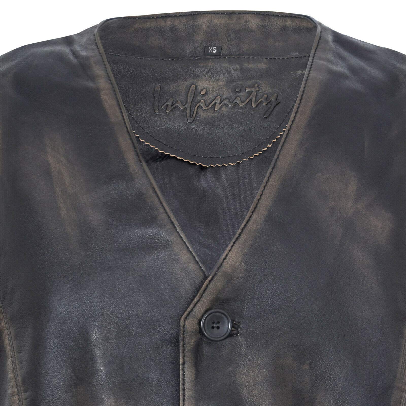 Gli Uomini Liscia Capra Scamosciata Smart in Pelle Nero Gilet