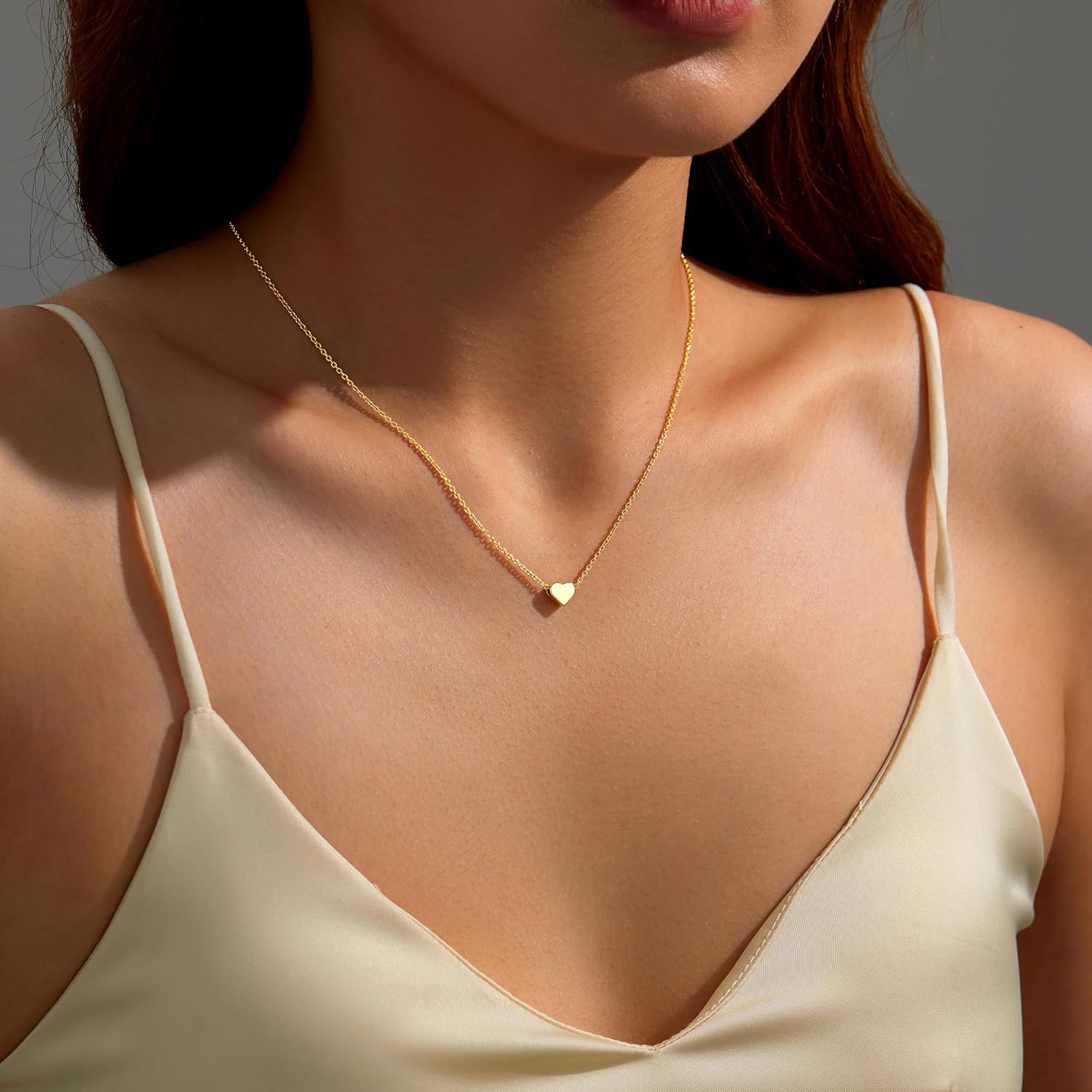 Inerney Heart Necklace for Women,Dainty 14K Gold/Silver Plated Love Pendant, Cute Tiny Heart Choker, Simple Gold Chain Jewelry Gift for Her - Image 5