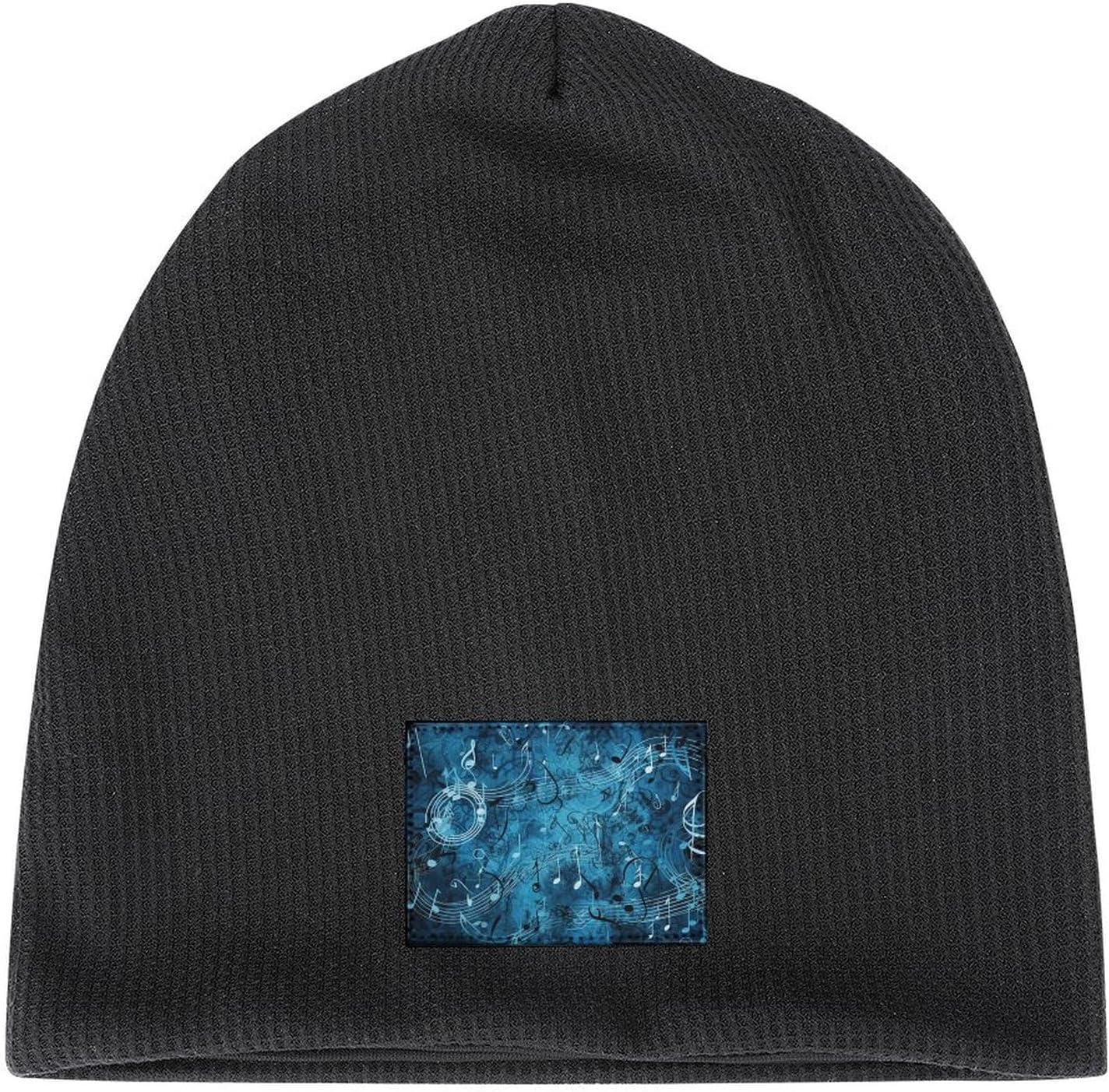 Stylish Blue Musical Notes Printed Winter Pullover Hats for Men and Women Combine Warmth and Style