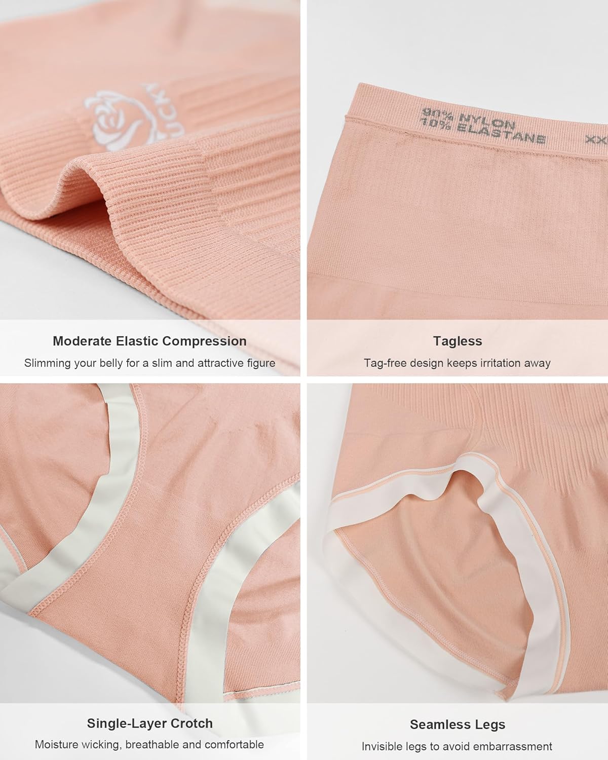 MIOTAN Women's High Waisted Underwear Tummy Control Ladies Panties Postpartum Briefs Breathable Full Coverage 4 Pack - Image 5