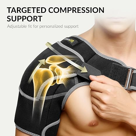 BraceUP Shoulder Support- Adjustable Shoulder Brace with Ice Pad Pocket for Men and Women, Relief for Shoulder Injuries and Tendonitis - One Size