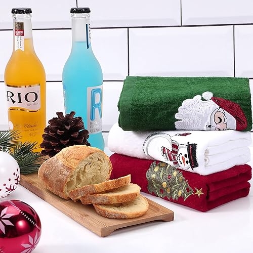 Miniatura 4 de Christmas Hand Towels Large Size 25x18 100% Cotton, High Absorbency, Christmas Holiday Decorative Dish Washing Towels Face Washing Towels 3-Pack