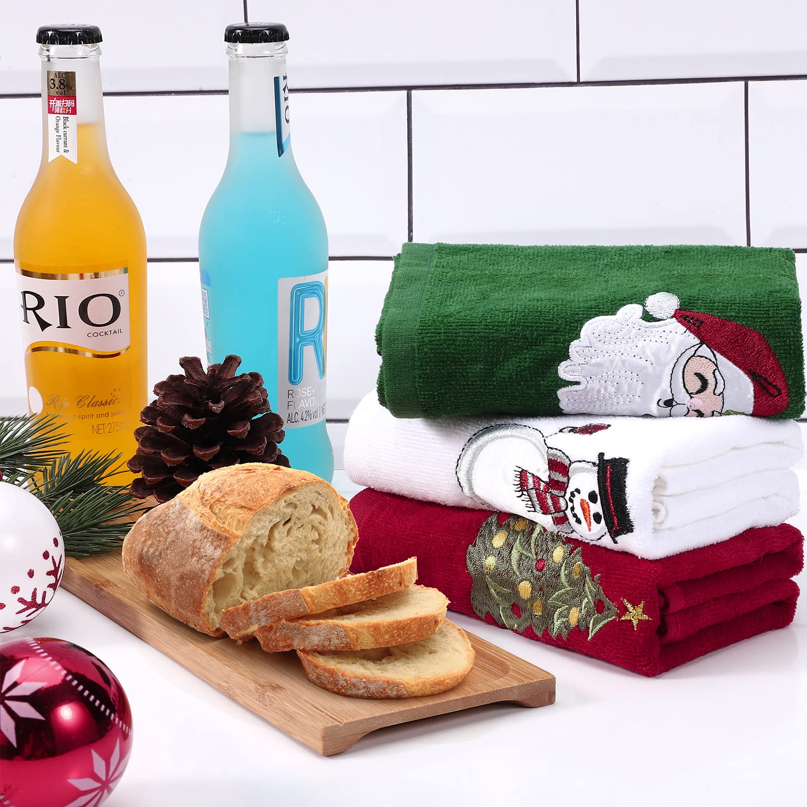 Weihnachts-Handtücher-Set: 3-teiliges Baumwoll-Handtuch-Set Mit Weihnachts-Stickerei – Perfekt Für Küche & Bad