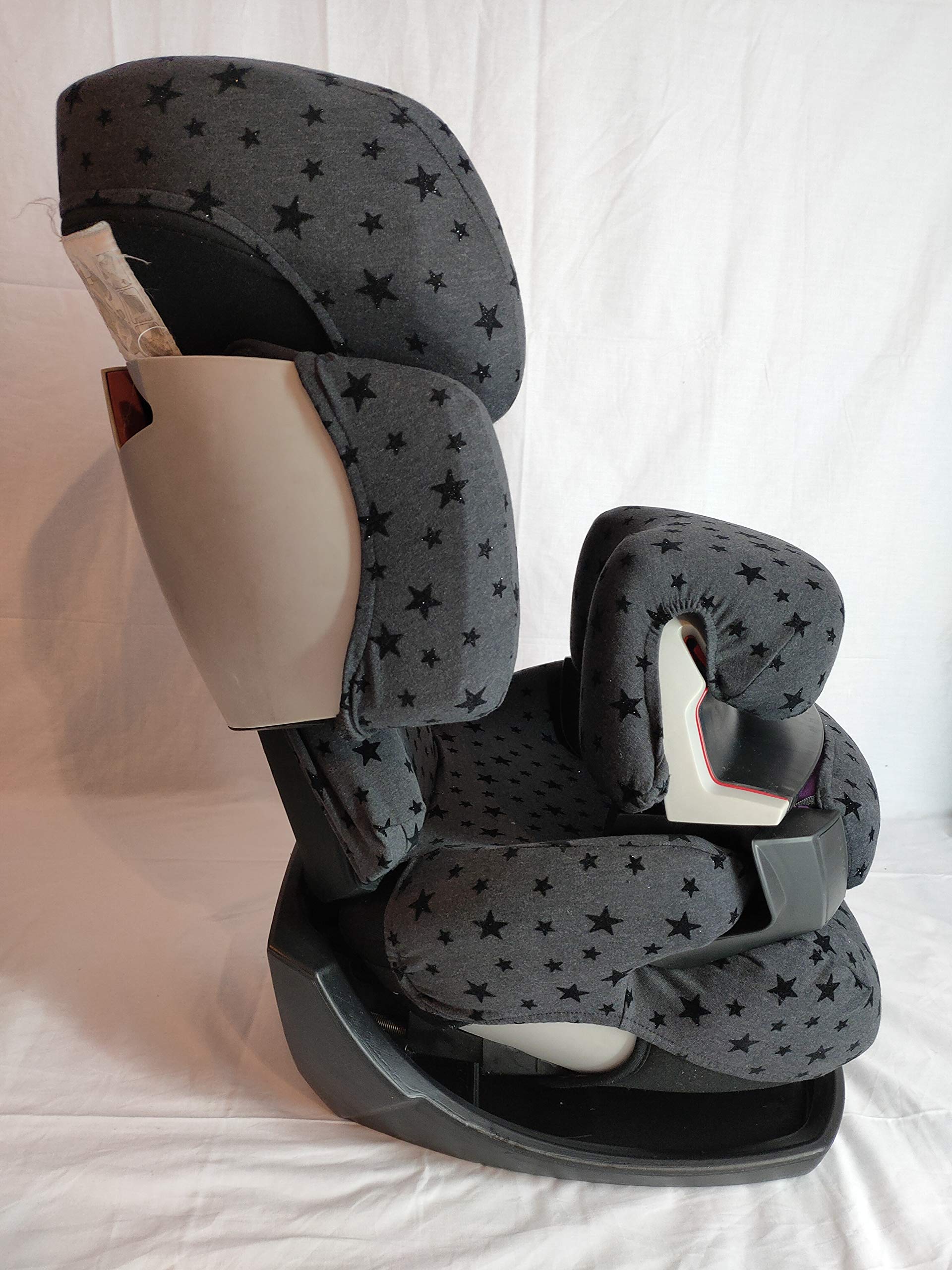 moon-bebe funda compatible con silla de coche Cybex Pallas, Silver Pallas Fix y Pallas 2 Fix nergo (black stars)