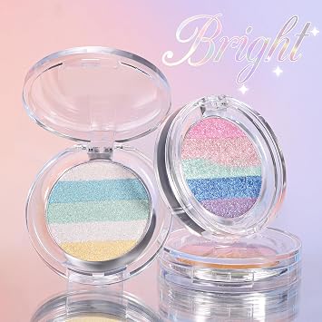 Chameleon Glitter Eyeshadow, Multichrome Shiny Eyeshadow Long-Lasting Waterproof Smudge-Proof, 5-Color Highlight Palette Highly Pigmented & Blendable Rainbow Highlight for Halloween Party (#01)