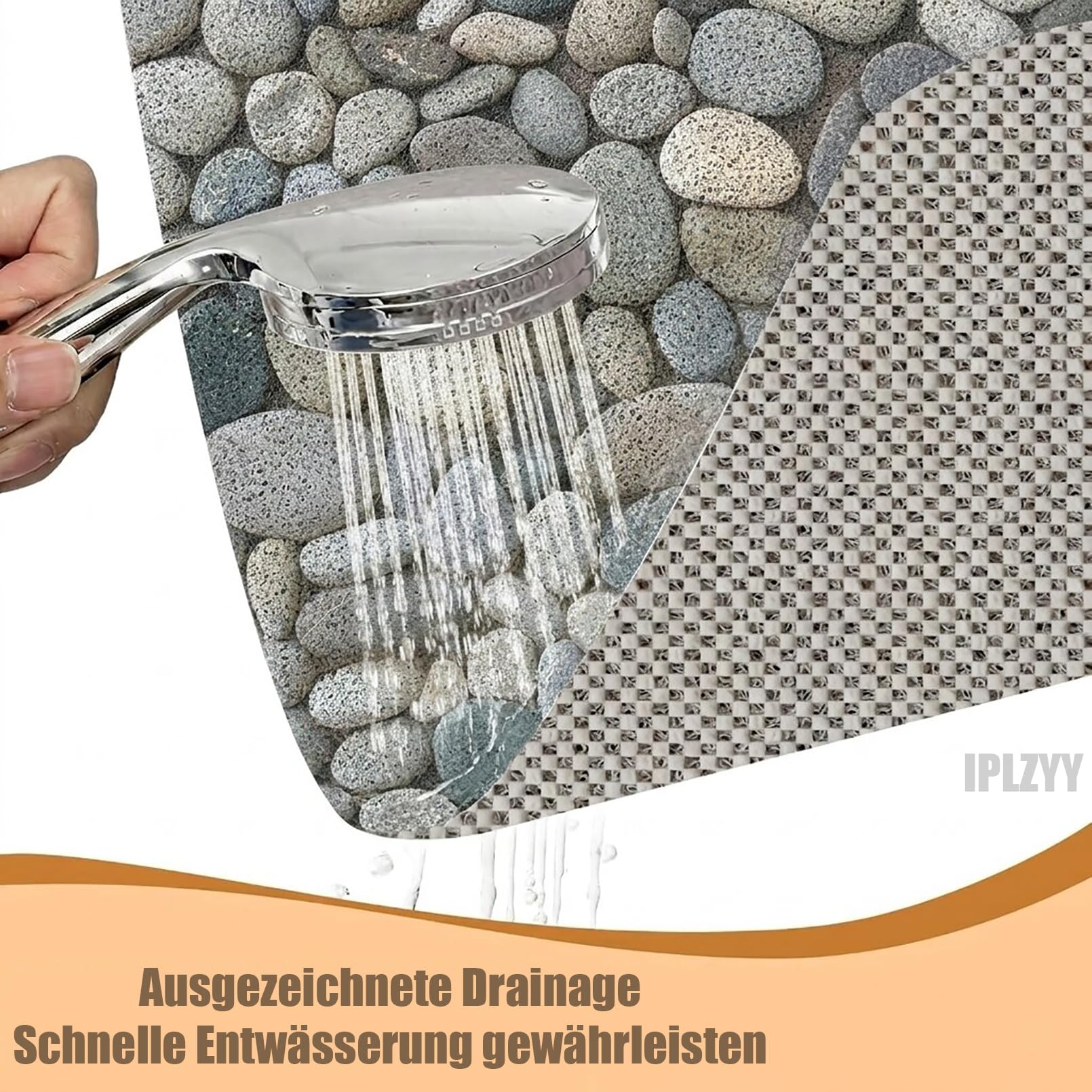 Alfombra Ducha Antideslizante Estilo Moderno Alfombrilla Ducha Antideslizante de PVC Textura de Luffa Alfombra baño con Agujeros de Drenaje Secado Rápido,Farbe1,60x120cm