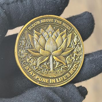 Bloom Above The Mire Lotus Sobriety Coin Serenity Prayer AA Medallion for Daily Encouragement