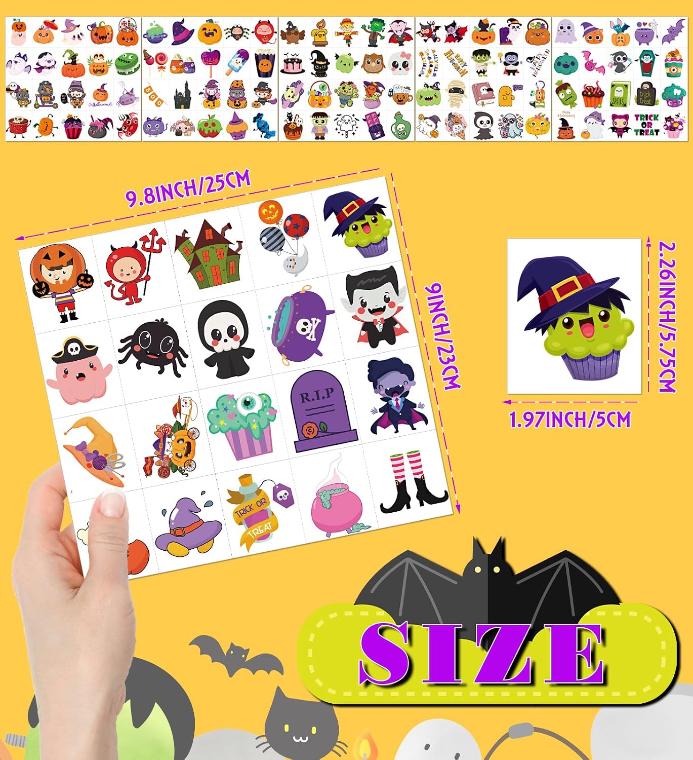 Halloween Tattoos for Kids, Halloween Party Favors Games Toy Party Supplies