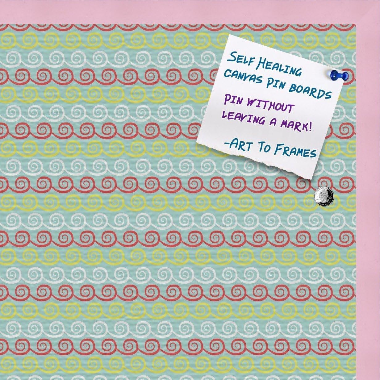 PinPix Decorative pin Cork Bulletin Board Made from Canvas, Vivid Pattern Printed at 30x20 Inches and Framed in Baby Pink Stain on Beech (PinPix-358)