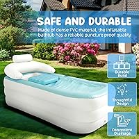 Vista 6 de Bañera inflable para adultos con bomba de aire eléctrica, bañera plegable portátil para interiores o exteriores y bañera de hielo, bañera inflable