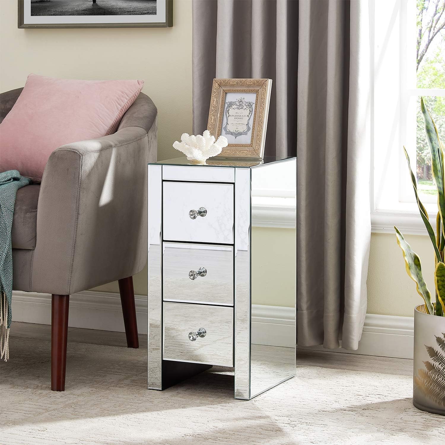 Buy Mirrored Nightstand End Tables With 3 Drawer Buy Mirrored Nightstand End Tables With 3 Drawer